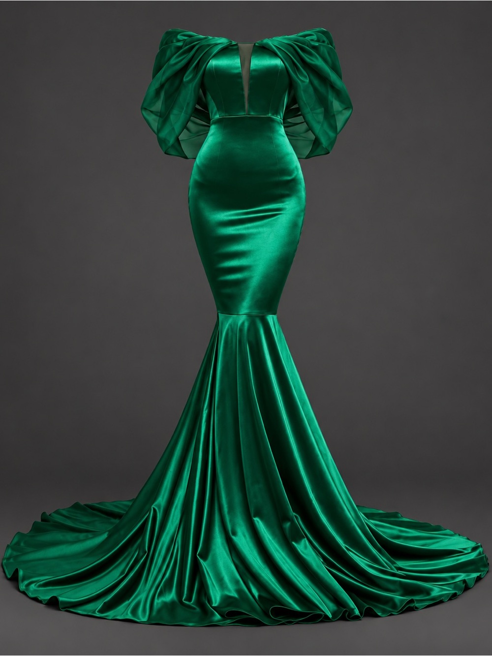 Emerald Green Satin Mermaid Formal Dress Size XL